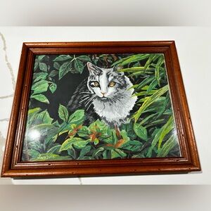 Vintage Framed Paint by Number Cat